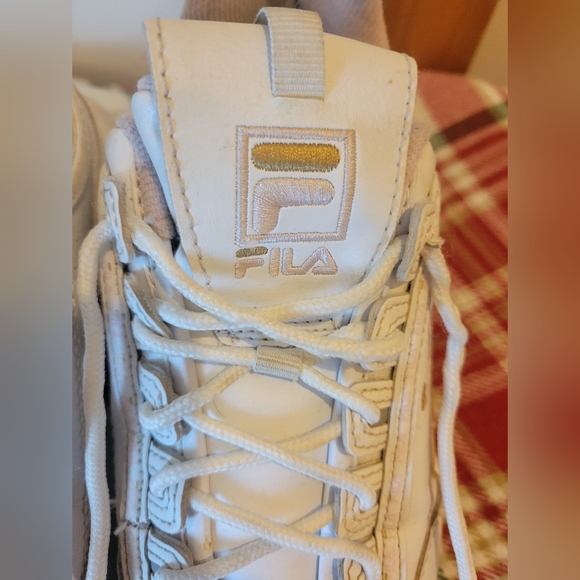 Fila 5.5 women's leather sneaker White gold & pink trim - Picture 3 of 11
